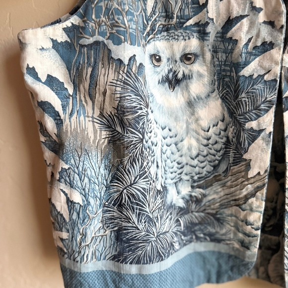 Handmade‎ Vintage Unisex Snow Animal Reversible Print Vest, White Blue, L - Picture 7 of 16